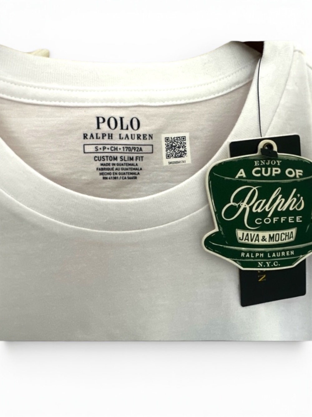 Polo by Ralph Lauren White Tee with Green 'Ralph's Coffee' Cup Graphic - Picture 2 of 2
